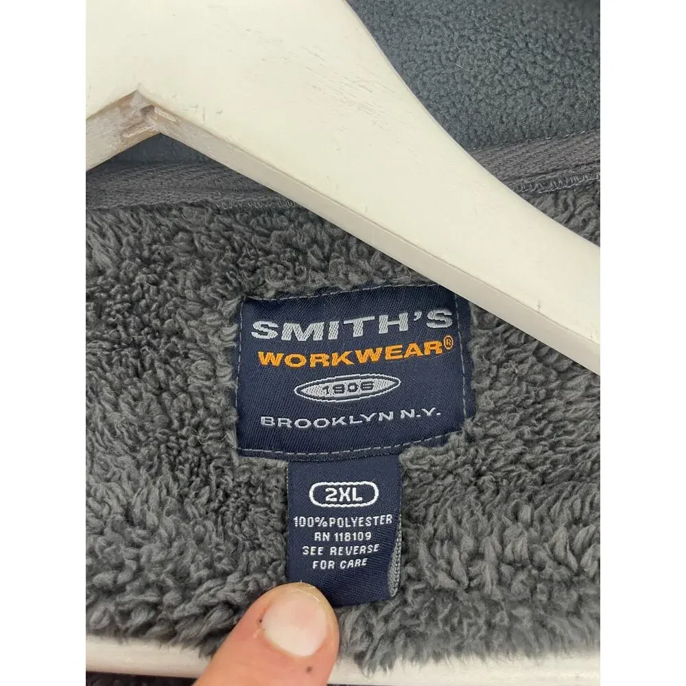 Smith's Workwear Jacket Mens 2XL Sweater Fleece Fur Lined Bluish Green Zip N112